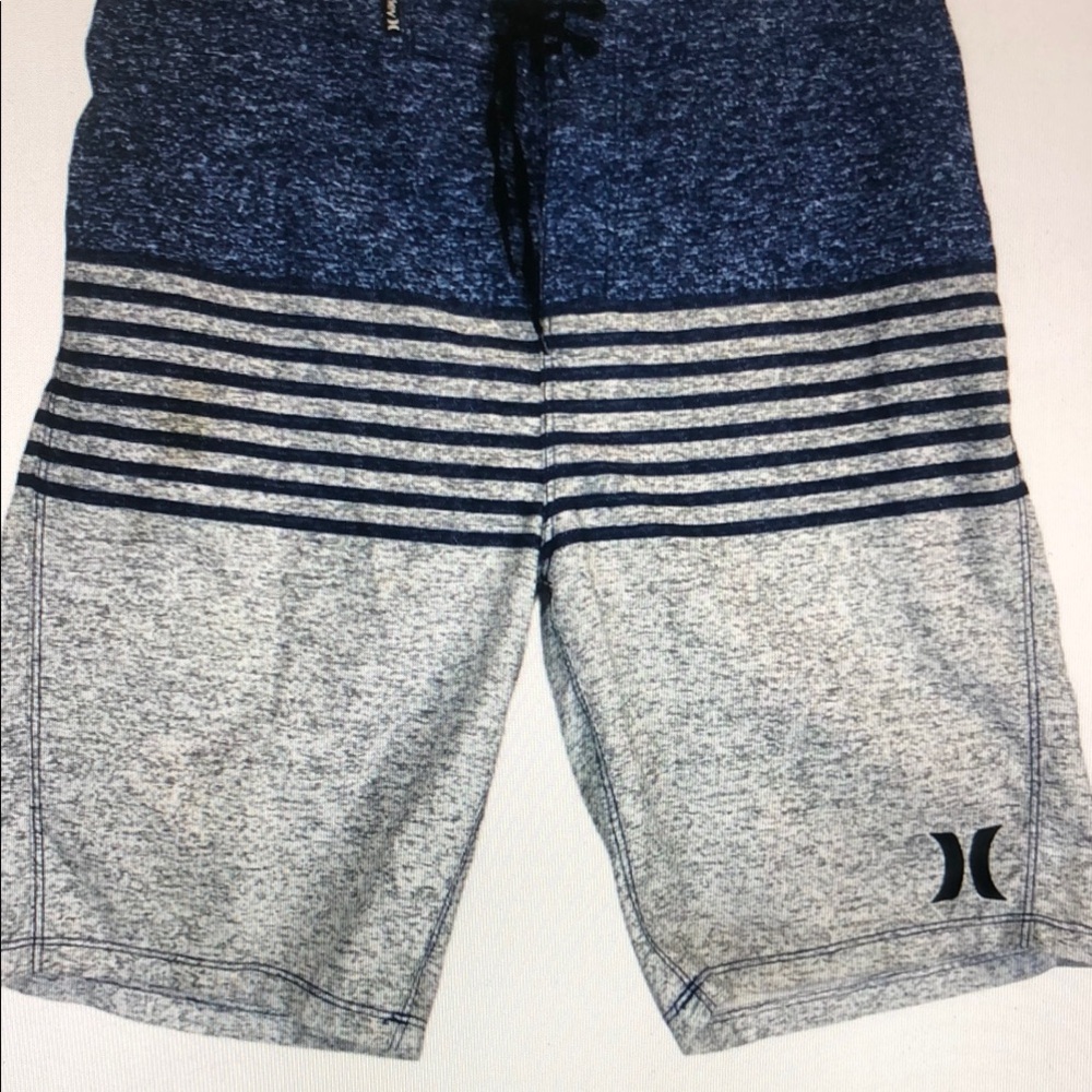 Hurley Men’s Blue and Gray Striped Hybrid Shorts